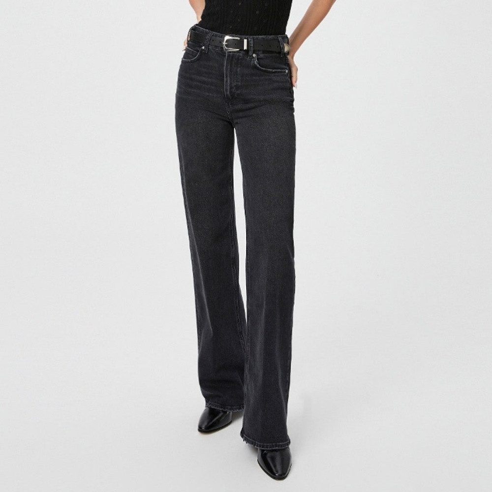 BNWOT Paige Sasha High Rise Straight Jean - Viper Black Distressed, Size 26x32L